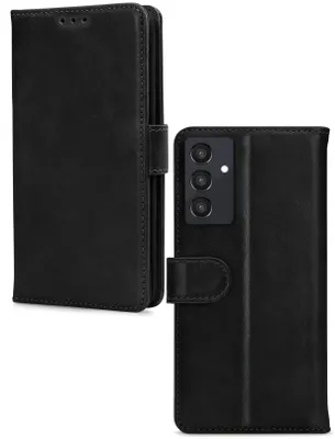 Produktbild von Mobilize Wallet Handyhülle für Samsung Galaxy A55 Hülle Echtes Leder Klapphülle Geldbörse - Schwarz