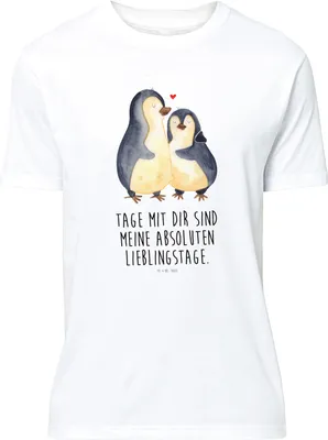 Produktbild von Mr. & Mrs. Panda Tshirt Pinguin umarmen - Weiß - Geschenk, Liebe, oberteil, Hochzeitstag, Hochzeit, T-Shirt, S, Shirt, Hochzeitsgeschenk, mit Spruch