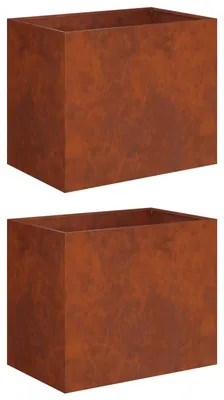 Image de Deux pots de jardin, aspect rouille, dimensions 50 x 40 x 50 cm
