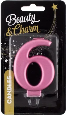 Image de Bougie B & C 6 chiffres, rose métallique-or 8 cm