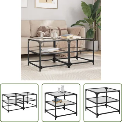 Zdjęcie produktu dla The Living Store Stoliki kawowe ze szklanymi blatami 2 szt. Przezroczysty 50x50x45cm Stal