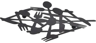 Image de Support à casseroles Excellent Houseware, en métal, 19 x 19 cm, noir