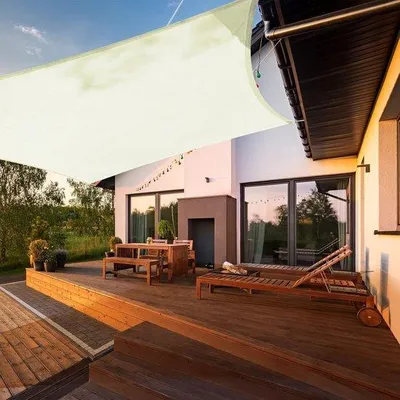 Productafbeelding van Waterdichte parasol - Vierkante schaduw - Buitenbescherming - 98% UV-bescherming - 4 x 4 meter - Crèmekleurig