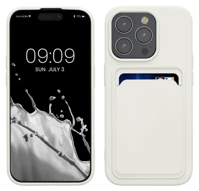 Produktbild von kwmobile Handyhülle für Apple iPhone 15 Pro Hülle mit Kartenfach - TPU Case - Kabelloses Laden - Schutzhülle Cover in Weiß