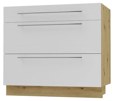 Immagine prodotto di Base per cassetti KVANTUM, estrazione parziale 90 cm, colore corpo e frontale selezionabili (Q-D3M/90), bianco opaco, rovere artigianale