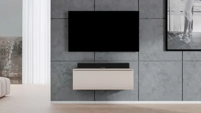 Produktbild von AX LIVING modernes TV Lowboard Loriano 100 cm TV Board beige Kaschmir