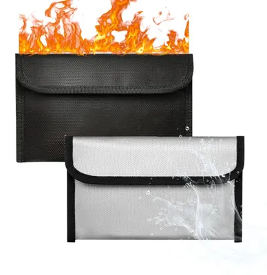 Produktbild von 2 feuerfeste Taschen, feuerfeste Brieftaschen 20 x 12 cm, feuer- und wasserdichte Dokumententaschen für Wertsachen