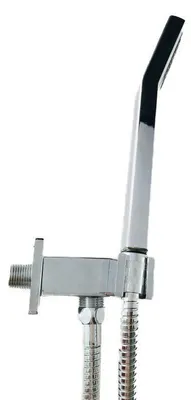 Produktbild von Duschset eckig komplett mit Wasseranschluss-Halter Messing