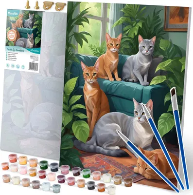 Produktbild von Malen nach Zahlen Bild 40x50 cm Massido Katzen