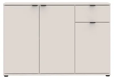 Obrázok produktu pre Sideboard >GANYMEDE< 3 Türen, 1 Schublade, in sandfarbig - 119,8x82,3x34,1cm (BxHxT)