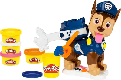 Produktbild von Hasbro Play-Doh PAW Patrol Rettungshund Chase Knetspielset F18345L0, Mehrfarbig, 7 Stück, nicht toxisch, mit Rucksack-Knetwerk, Chase Figur & Chickaletta Accessoire, ab 3 Jahren