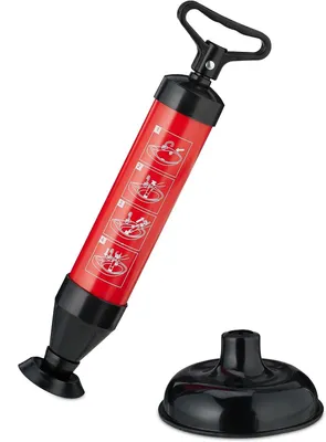 Produktbild von Abflussreinigerpumpe – 2 Aufsätze – für Toilette, Dusche, Spüle – Druckluft-Abflussreiniger – Schwarz – Rot