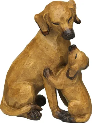Produktbild von Deko Skulptur sitzend Hund mit Welpen Hundefigur braun