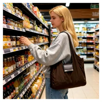 Produktbild von Keychain Tote Bag | Faltbare Tragetasche Erweiterbarer Handtaschen-Organizer Aus Leder Mit Schlüsselanhänger | Tragbare Wiederverwendbare | Für Reisen, Tägliche Besorgungen, Weihnachtseinkäufe