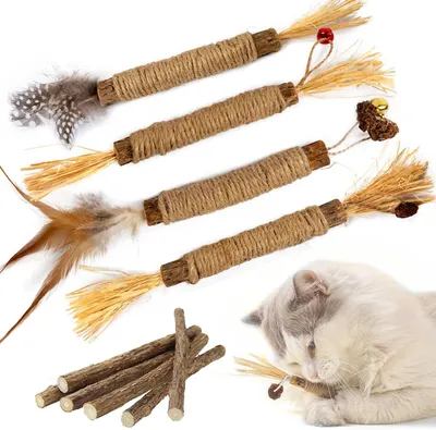 Produktbild von Hundepflegemittel Katzenminze-Sticks, Matatabi Stick Katzen-Kausticks, Katzenminze-Spielzeug, Kausticks, Katzenspielzeug für Katzen, Zahnpflege, natür