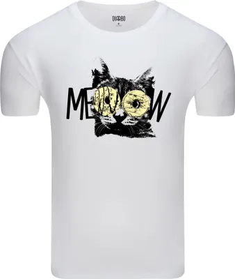 Produktbild von Diarbo Herren T-Shirt mit Lustiger Tierdruck Meoow Weiß Gr.L