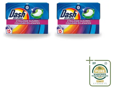 Produktbild von 2 x Dash 3in1 Pods Stralende Kleuren Waschmittelkapseln - Vorratspackung - 2 Stücke