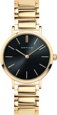 Produktbild von Damenarmbanduhr BERING 14129-732 in klassischer, schmuckvoller goldener Mode.