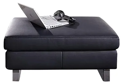 Produktbild von home24 Hocker - Kunstleder Schwarz