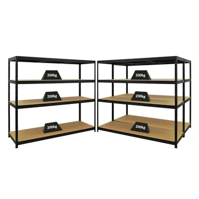 Produktbild von Mega Deal | 3x Schwerlastregal Giant Elephant | HxBxT 160x180x60cm | Fachlast 200kg | Schwarz