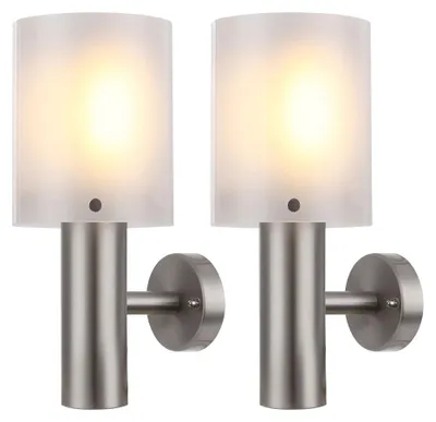 Produktbild von 2er Set LED Wandleuchte, IP44, Edelstahl, silber, H 27,8cm