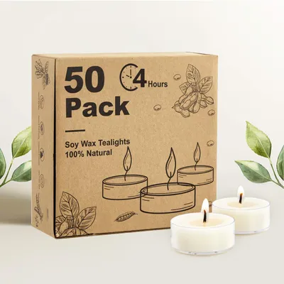 Image de Bougies chauffe-plat en cire de soja - 200 pièces sans parfum