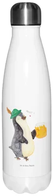 Produktbild von Mr. & Mrs. Panda thermobehälter Pinguin Bier - Weiß - Geschenk, Pinguine, flasche aus edelstahl, , Beschwippst, Thermos, Wasserflasche, Trinkflasche, Isoliert