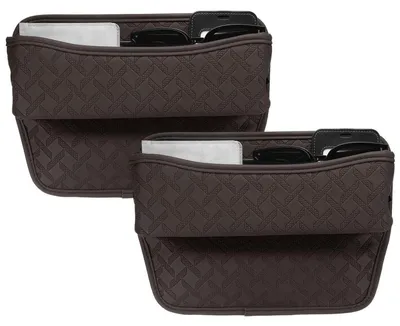 Image de Organisateurs pour espaces entre les sièges de voiture, lot de 2, dimensions 29,2 x 20,4 x 5,4 cm, en cuir, universels, boîtes de rangement
