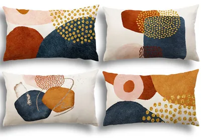 Produktbild von 4er-Set Kissenbezüge (30 x 50 cm), dekorative Leinenkissen, moderne Kissenbezüge, Sofakissen mit abstrakten Mustern für Sofa, Schlafzimmer, Sessel und Außenbereich