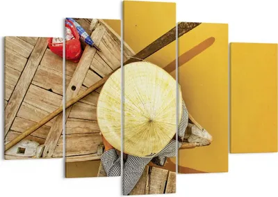 Produktbild von Bild auf Leinwand - Leinwandbild - 5 Teile - Asiatisch Boot Brücke - 150x100cm - Wand Bild - Wanddeko - Wandbilder - Leinwanddruck - Bilder - Wanddekoration - Leinwand bilder - EA150x100-4844
