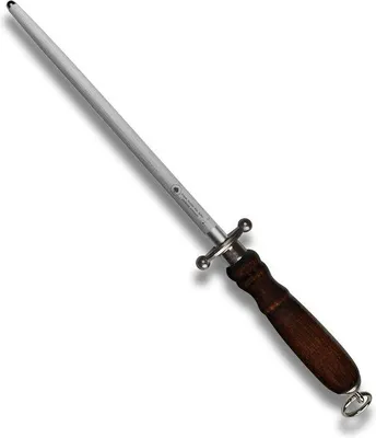 Produktbild von Famanu Messerschärfer 21 cm mit Walnussgriff und Fingerenschutz - Professionelles Schleifstahl