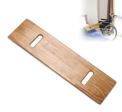 Produktbild von Holz-Gleitbrett für Patienten – 225 kg Belastbarkeit, 76x20x1,8 cm, mit Griffen, glatte Oberfläche – Für Bett-Rollstuhl-Transfer, Senioren & Pflege