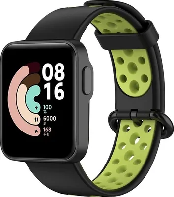 Produktbild von Strap-it Xiaomi Mi Watch Lite Sportarmband (Schwarz/Grün)