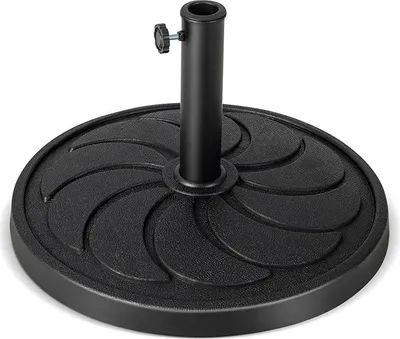Zdjęcie produktu dla Stojak na parasole, stojak na parasole 38/48mm, stojak na parasole φ54cm, podstawa 18kg, stojak na parasole wykonany z żywicy i rurki ze stali nierdzewnej, czarny