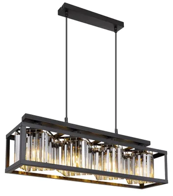 Immagine prodotto di Lampada a sospensione a LED metallo nero, cristalli di vetro fumo H 120 cm