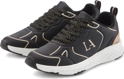 Produktbild von LASCANA Sneaker Freizeitschuh, Schnürschuh, Turnschuhe, schwarz/goldfarben Größe 38