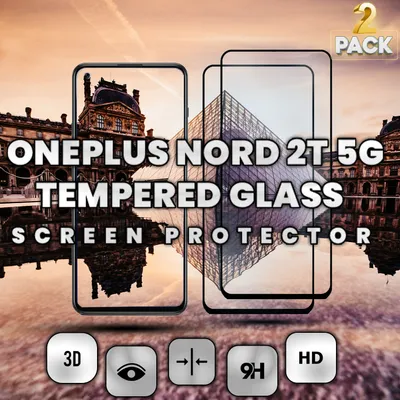 Obrázek produktu pro 2-Pack OnePlus Nord 2T 5G - Tvrzené sklo 9H - Vysoce kvalitní 3D ochrana displeje