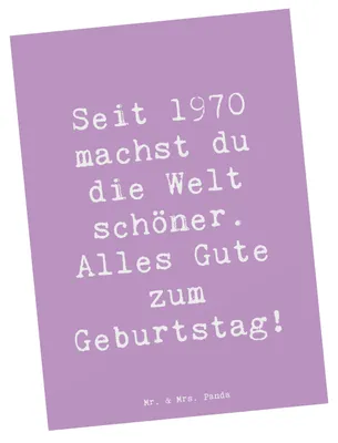 Produktbild von Mr. & Mrs. Panda Grußkarte Spruch 1970 Geburtstag - Lavendeltraum - Geschenk, Geburtstagsgeschenk, Kunstkarten, Ansichtskarten, 50., Happy Birthday, spruchkarte, Alter