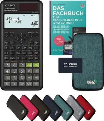 Produktbild von Casio fx-87DE Plus 2nd edition inkl. Schutztasche Türkis & Fachbuch (48 Seiten, DIN A5) – Wissenschaftlicher Rechner  – Smart Set
