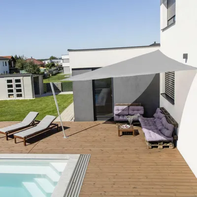 Produktbild von Windhager Sun Sail CAPRI, Grau, Gartenzelt, Einfarbig, 225 g/m², 90%, 4 x 4 m