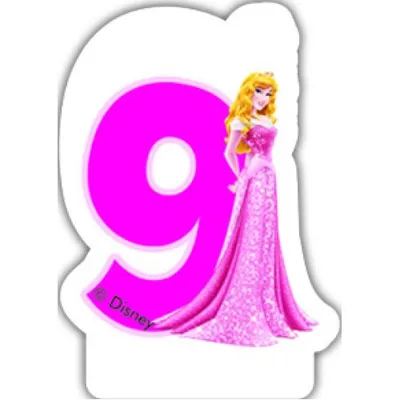 Obrázek produktu pro Disneyho princezny číslované narozeninové svíčky č. 9