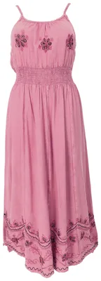 Produktbild von Besticktes Boho Sommerkleid, Langes Besticktes Kleid - Pink, Damen, Viskose, Kleider