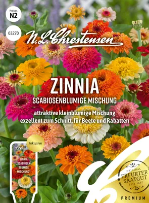 Artikelbild 1 von 'Zinnia Scabiosenblumige Mischung' aus der Kategorie Zinniensamen