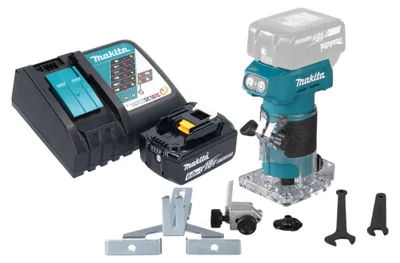 Obrázek produktu pro Makita DRT 52 RG1 akumulátorová fréza na hrany 18 V 6 mm bezkartáčová + 1x akumulátor 6,0 Ah + nabíječka