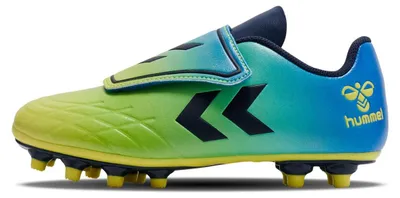 Zdjęcie produktu dla Buty piłkarskie Hummel Hattrick MG JR z zapięciem na rzepy, kolor zielono-niebiesko-czarny, nr 217580-5031, rozmiar: 35 EU