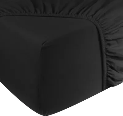 Produktbild von DoubleDry Spannbettlaken Jersey 160x200cm - 100% Baumwolle - Spannbetttuch - 28cm Steg - Schwarz