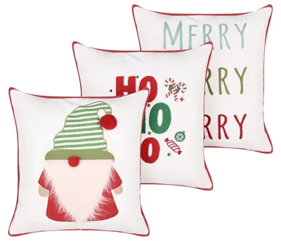 Produktbild von BELIANI Dekokissen 3er Set Mehrfarbig Stoff Weihnachtsmotiv mit Füllung Abnehmbare Bezüge Weihnachtskissen Weihnachtsdekoration