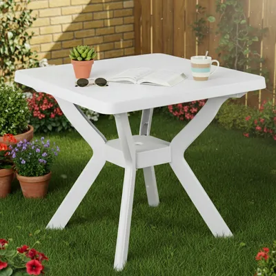Immagine prodotto di Normandy - Tavolo da Esterno, 79x79x72h cm Bianco, 4 Posti Italy
