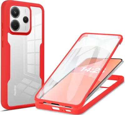 Produktbild von 360 Grad Rundum Schutz Handyhülle für Xiaomi Redmi Note 14 Full Cover Vollschutz Case Farbe: Rot