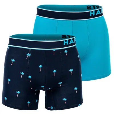Produktbild von Happy Shorts Herren Boxer Shorts, 2er Pack - Retro Jersey, Logobund Palms L